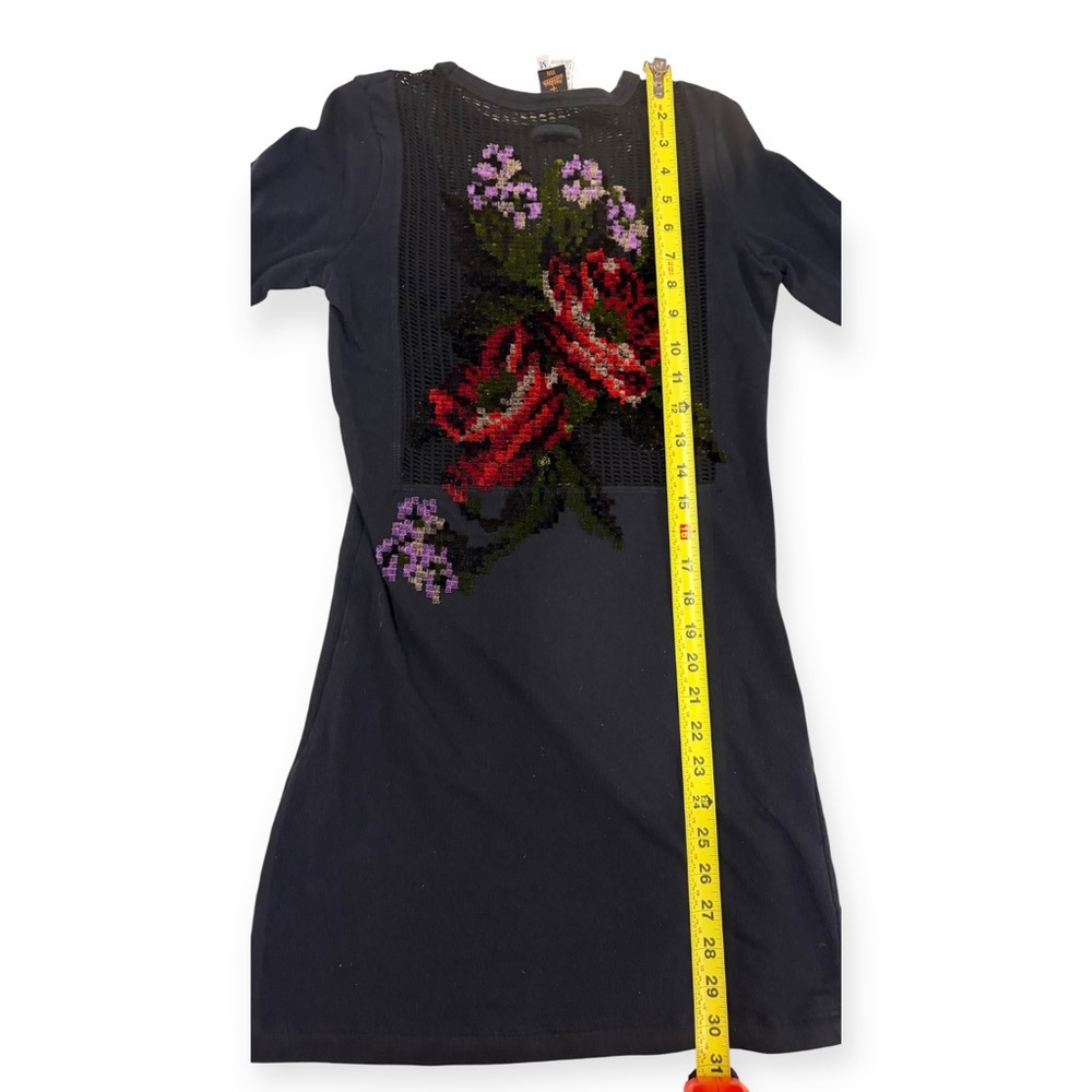 JEAN PAUL GAULTIER Fuzzi Knit Floral Embroidered Mesh Sweater Mini Dress - Picture 10 of 16